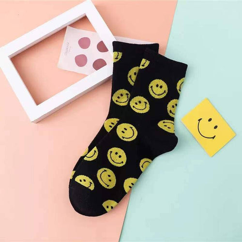 Colorful Cute Smile Printed Crew Socks