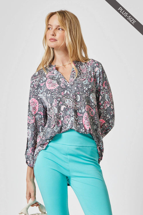 LIZZY ON MEDALLION Wrinkle Free Blouse