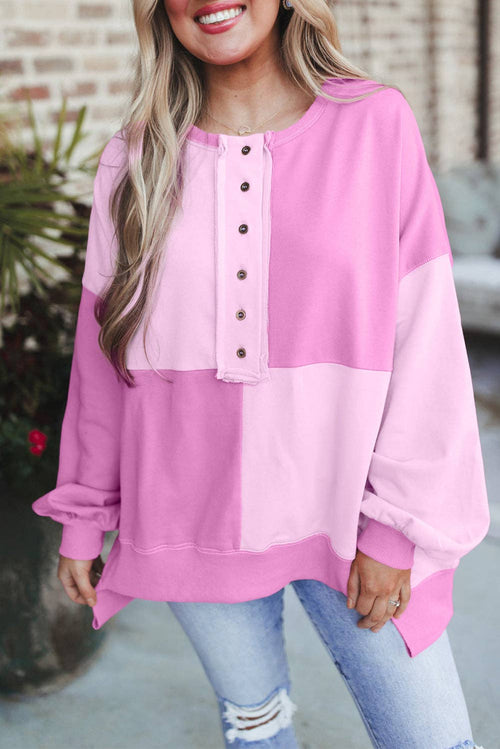 Coffee Dreams Henley  Oversize Sweatshirt