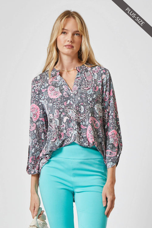 LIZZY ON MEDALLION Wrinkle Free Blouse