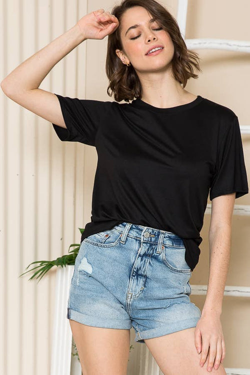 BABE'S BASIC 2 SOLID SHORT SLEEVE TOP