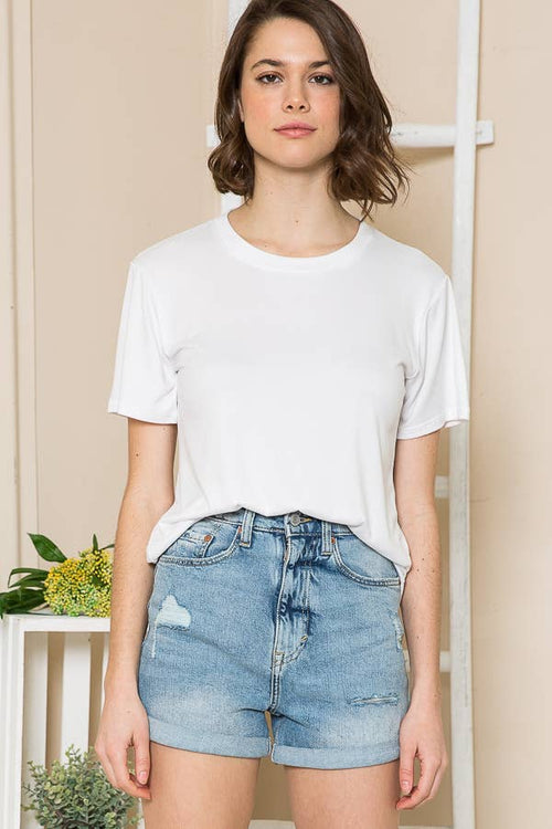 BABE'S BASIC 2 SOLID SHORT SLEEVE TOP