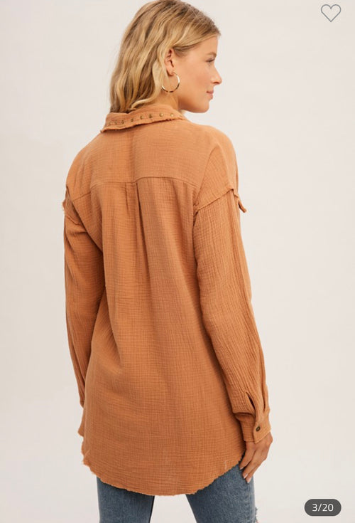 Brad Effect Button Up Blouse