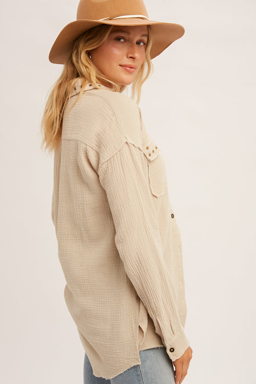 Brad Effect Button Up Blouse