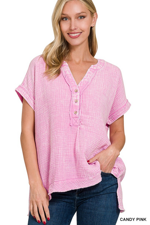 Gauzy Me Henley Top