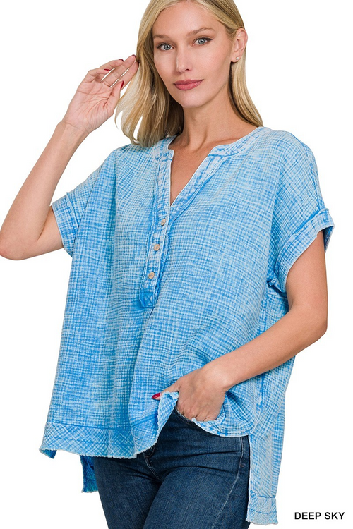 Gauzy Me Henley Top