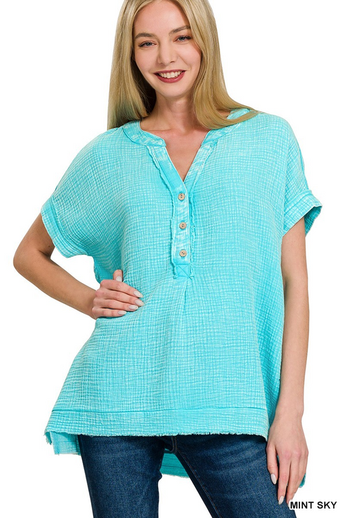 Gauzy Me Henley Top