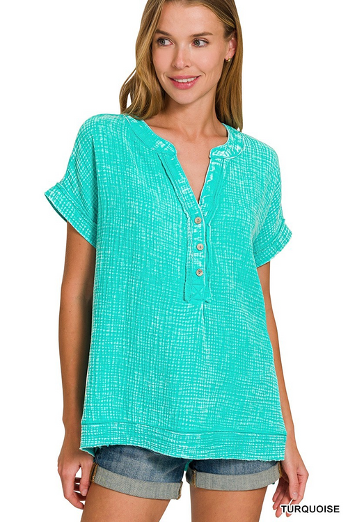 Gauzy Me Henley Top