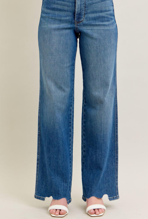 Judy Blue All Chewed Up Wide Leg Jean