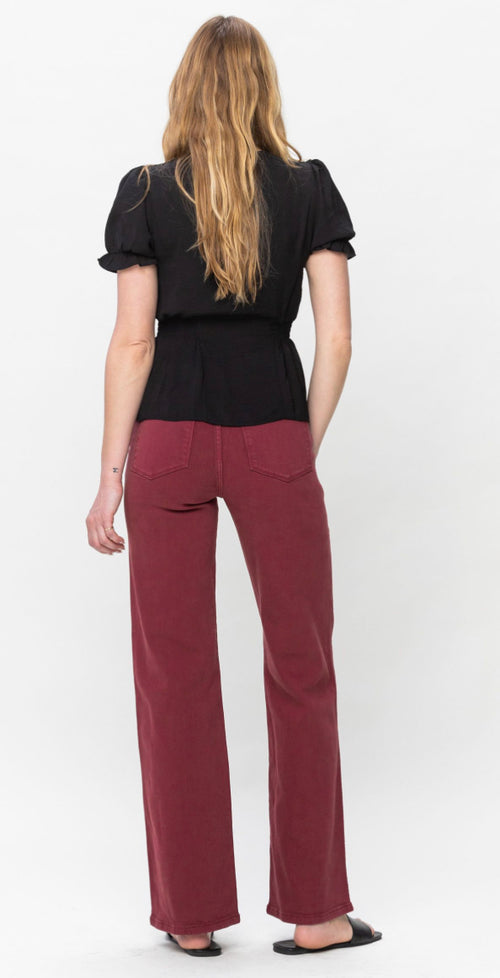 Judy Blue Burgundy Zone High Waist Front Seam Straight Jean