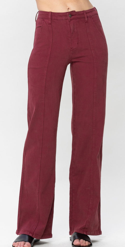 Judy Blue Burgundy Zone High Waist Front Seam Straight Jean