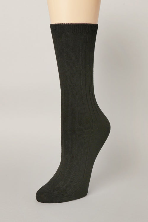 Solid Color Cotton Blend Crew Socks
