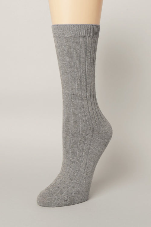 Solid Color Cotton Blend Crew Socks