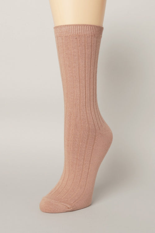 Solid Color Cotton Blend Crew Socks