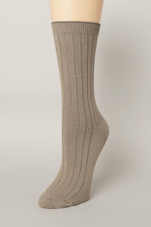 Solid Color Cotton Blend Crew Socks