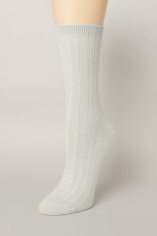Solid Color Cotton Blend Crew Socks