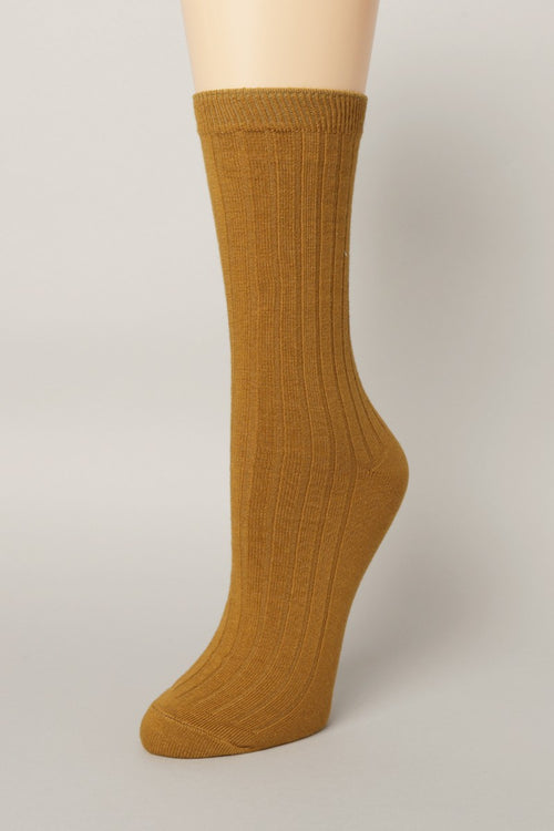 Solid Color Cotton Blend Crew Socks