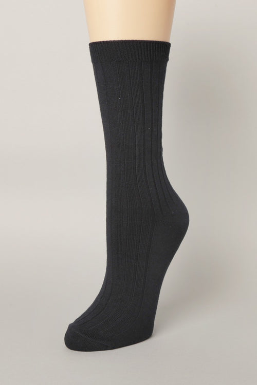 Solid Color Cotton Blend Crew Socks