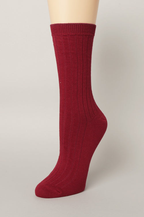 Solid Color Cotton Blend Crew Socks