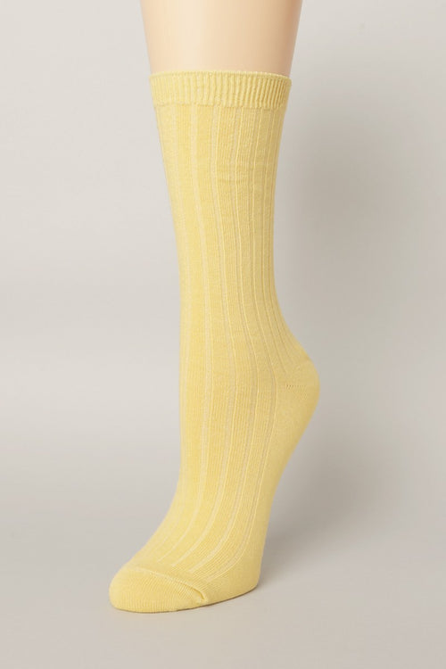 Solid Color Cotton Blend Crew Socks