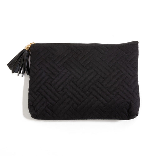 Tasseled Quilted Makeup Bag