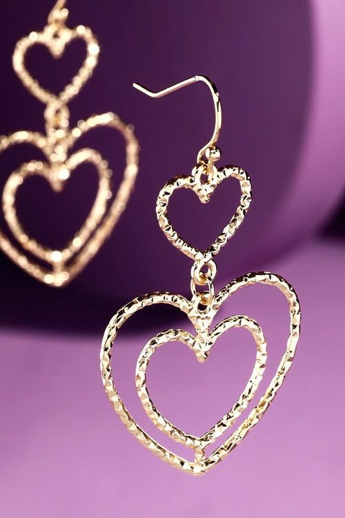 Triple Linked Heart Earrings