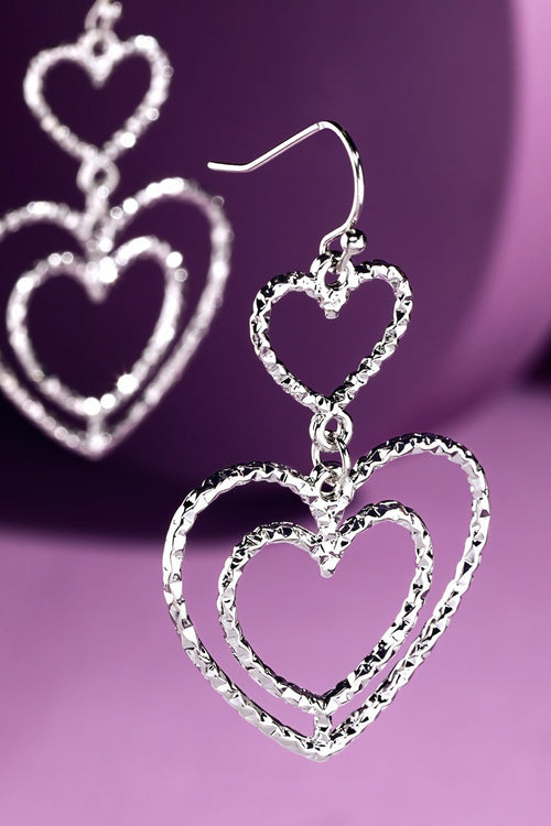 Triple Linked Heart Earrings