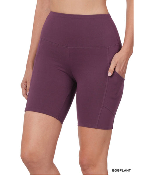 Zenana Biker Shorts with Pocket