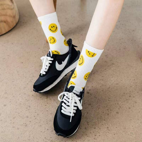 Colorful Cute Smile Printed Crew Socks