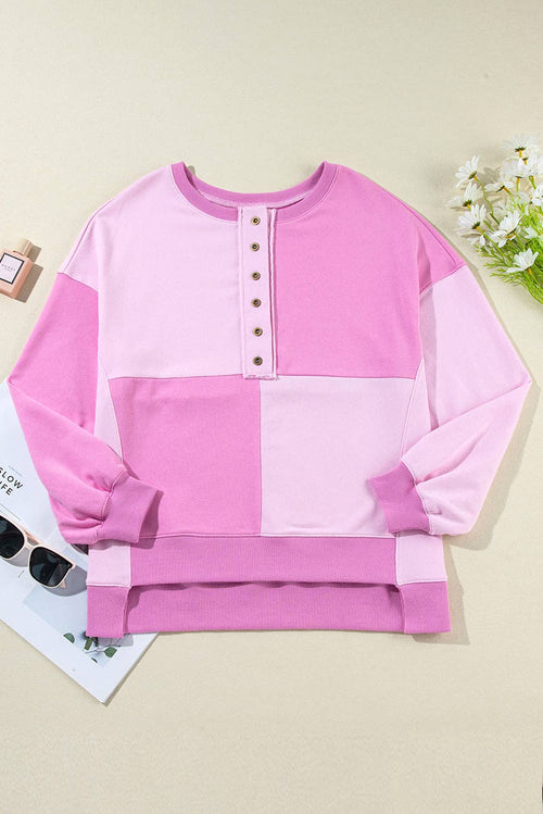 Coffee Dreams Henley  Oversize Sweatshirt