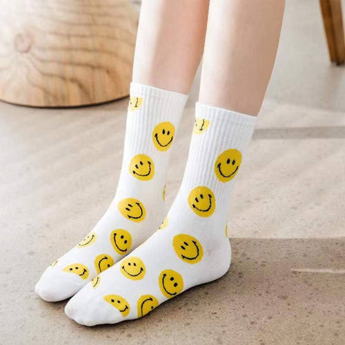 Colorful Cute Smile Printed Crew Socks