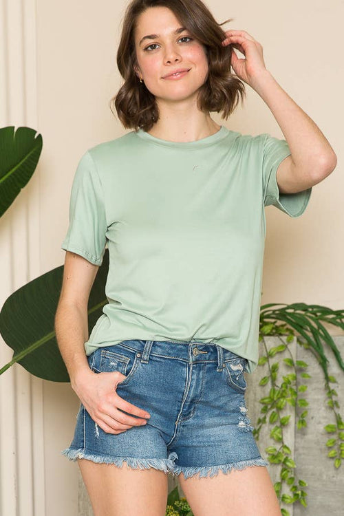 BABE'S BASIC 2 SOLID SHORT SLEEVE TOP