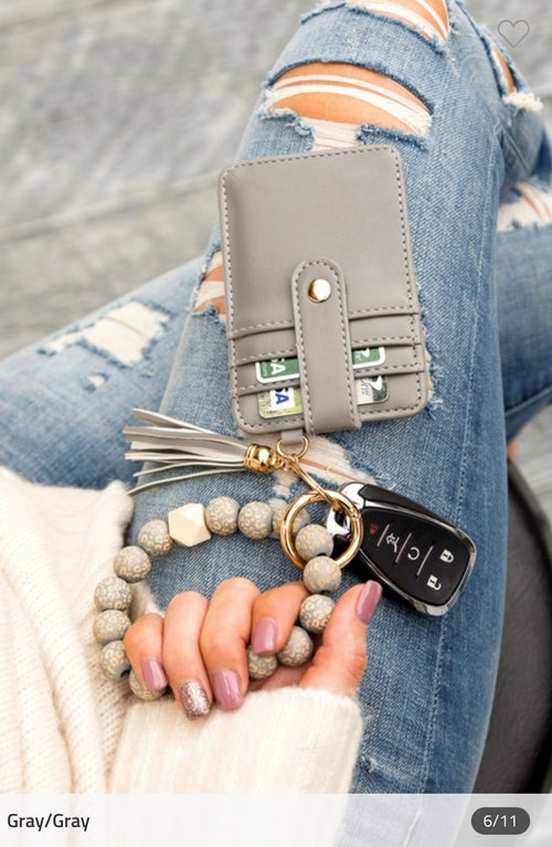 Beaded or Non Beaded Key Ring Wallet Bracelet