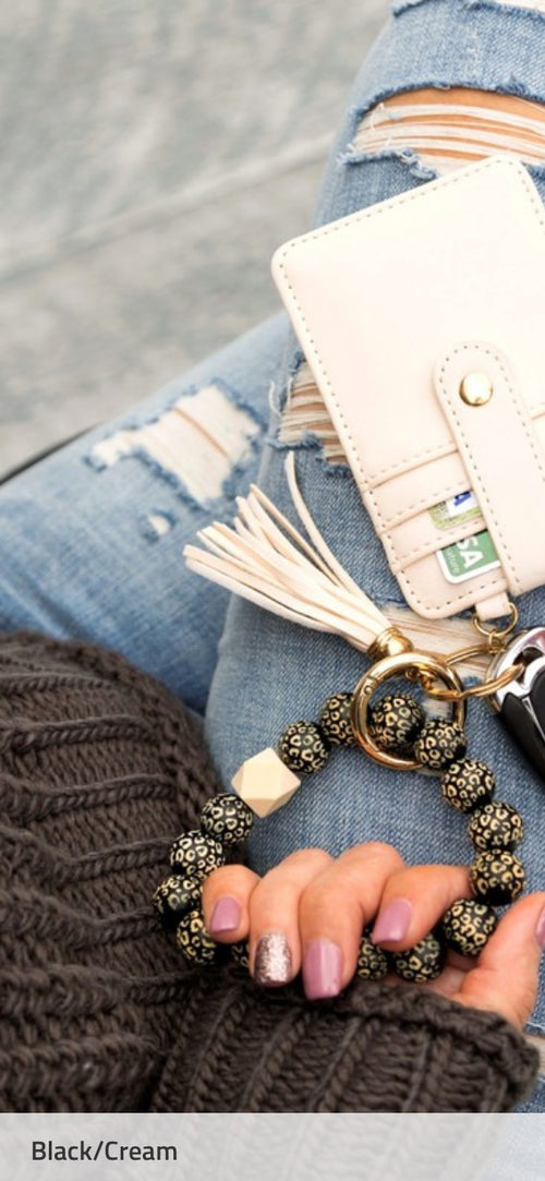 Beaded or Non Beaded Key Ring Wallet Bracelet