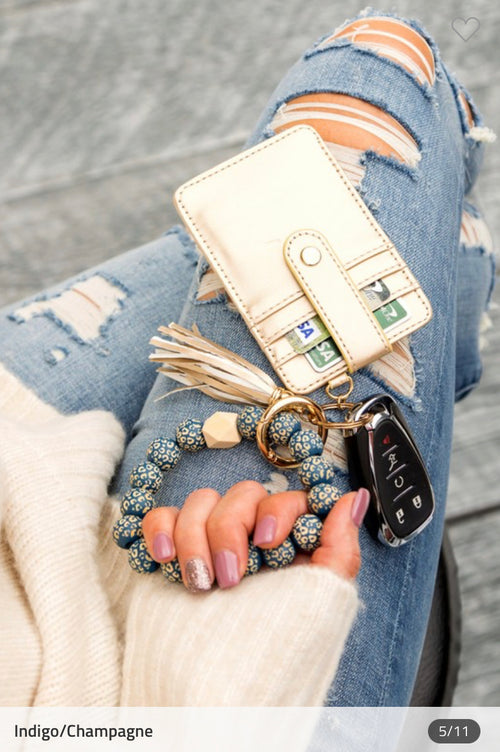 Beaded or Non Beaded Key Ring Wallet Bracelet