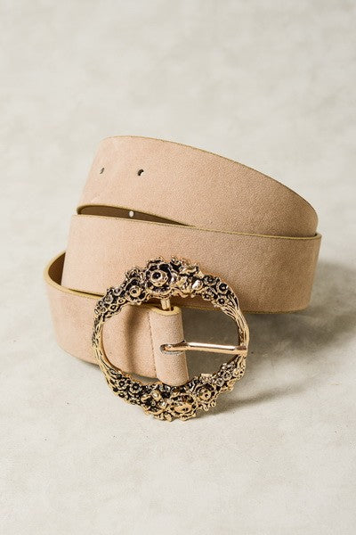 Bold & Brassy Floral Etched Belt