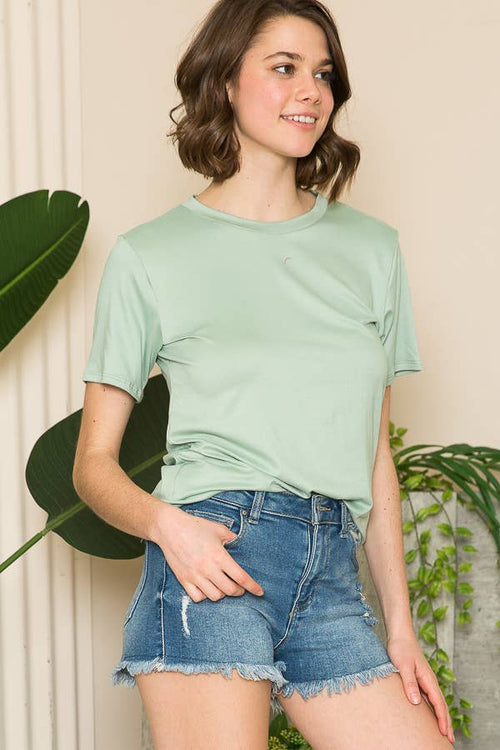 BABE'S BASIC 2 SOLID SHORT SLEEVE TOP