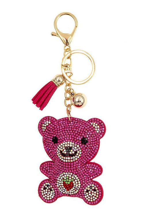 RHINESTONE PAVE TEDDY KEYCHAIN