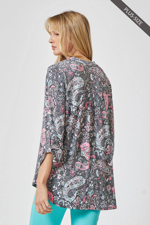 LIZZY ON MEDALLION Wrinkle Free Blouse