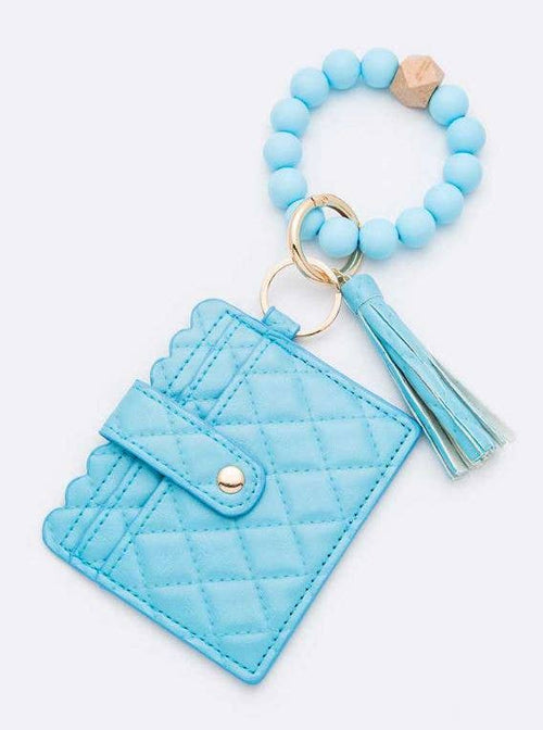 Jessica Quilted Beaded Keychain Bracelet Wallet