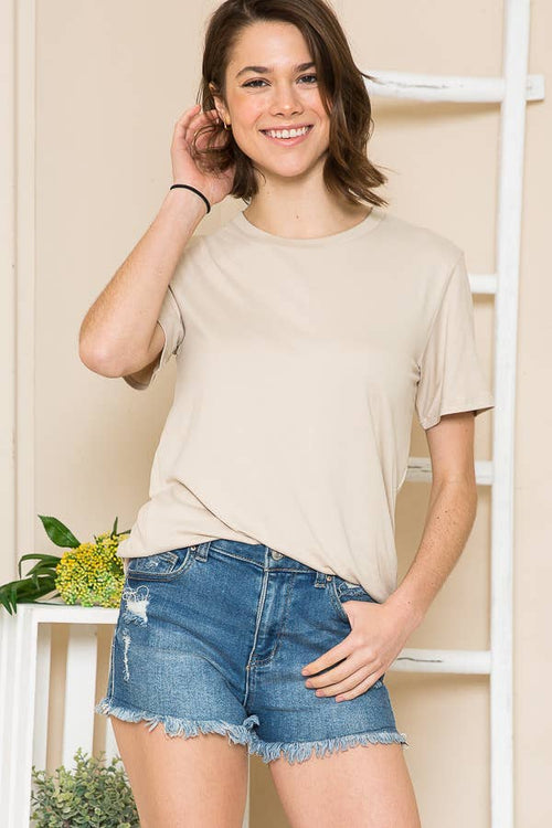 BABE'S BASIC 2 SOLID SHORT SLEEVE TOP