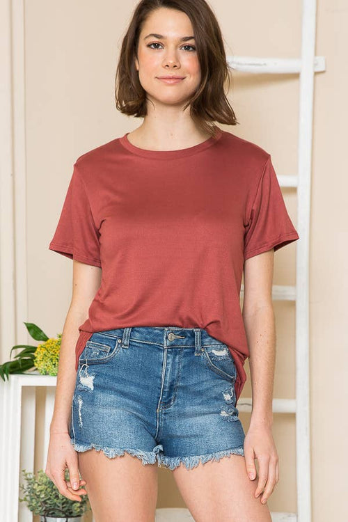 BABE'S BASIC 2 SOLID SHORT SLEEVE TOP