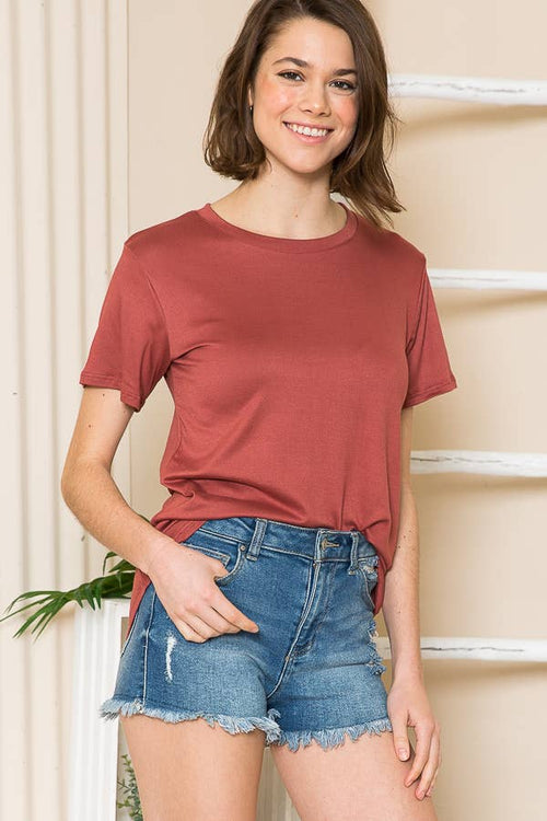 BABE'S BASIC 2 SOLID SHORT SLEEVE TOP