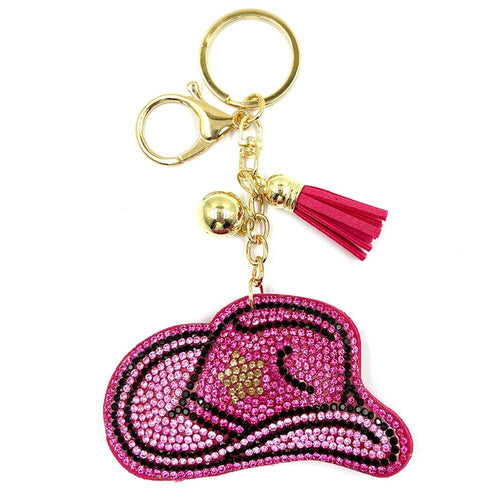 RHINESTONE COWBOY HAT TASEEL KEYCHAIN