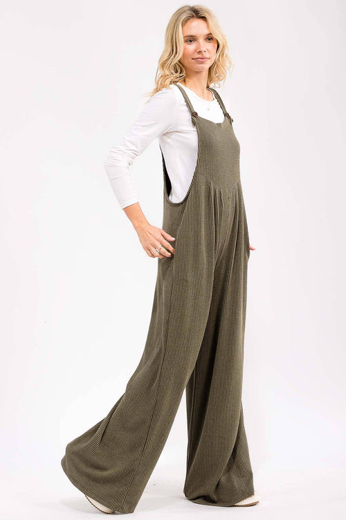 Ribbin’ it Up Wide Leg Overall Jumpsuit