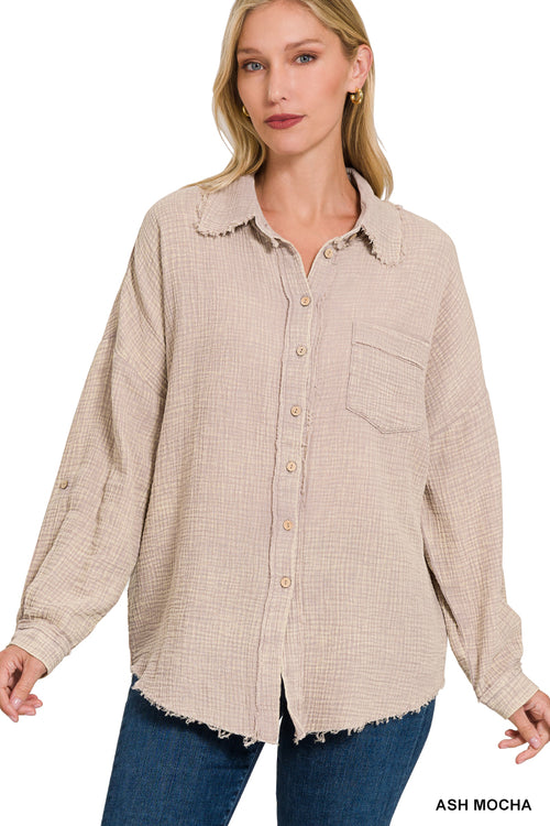 All Day Long Washed Double Gauze Top