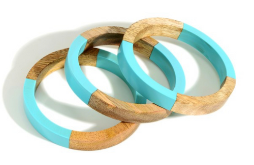 Wood and Acetate Bangle Bracelet