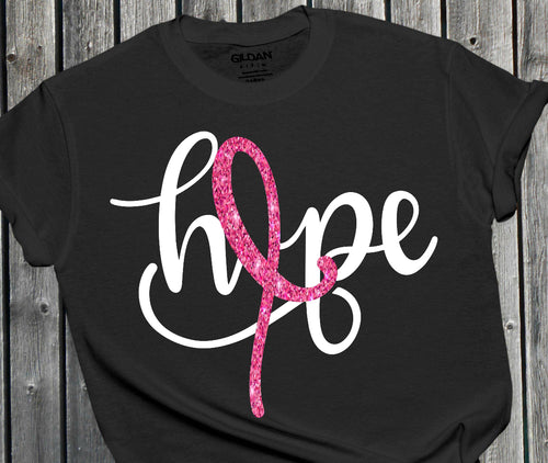 Custome DTF Breast Cancer Awareness Hope Tee