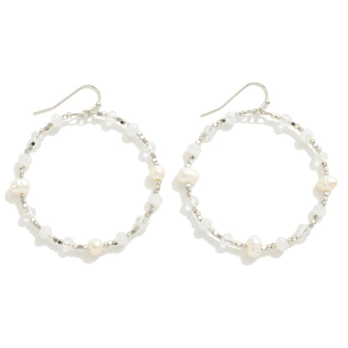 Circular Beaded Drop Earring With Pearl Accents