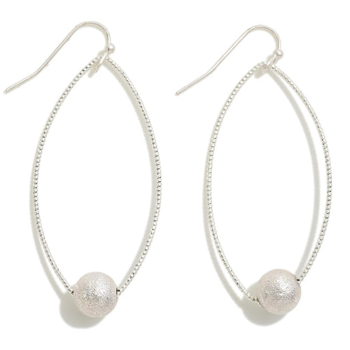 Dainty Metal Drop Earring With Dimpled Bead Detail